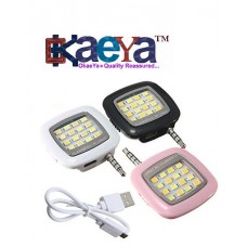 OkaeYa- MINI Portable 16 LED Spotlight smartphone led flash fill light for iPhone and Android Devices for External Flash Fill Light Self Works with all Android or Iphone Devices (1 Year Warranty, Color May Vary)